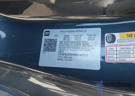 2021 Chevrolet Camaro Rwd 1Lt из США, поврежденный, VIN 1G1FB1RSXM0140215